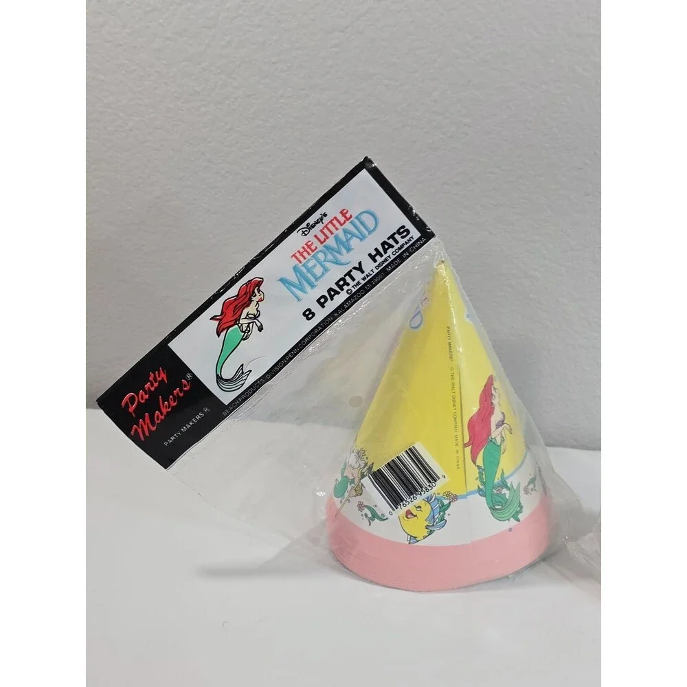 Vintage 90s Disney Little Mermaid Set Of 8 Party Hats & Cups